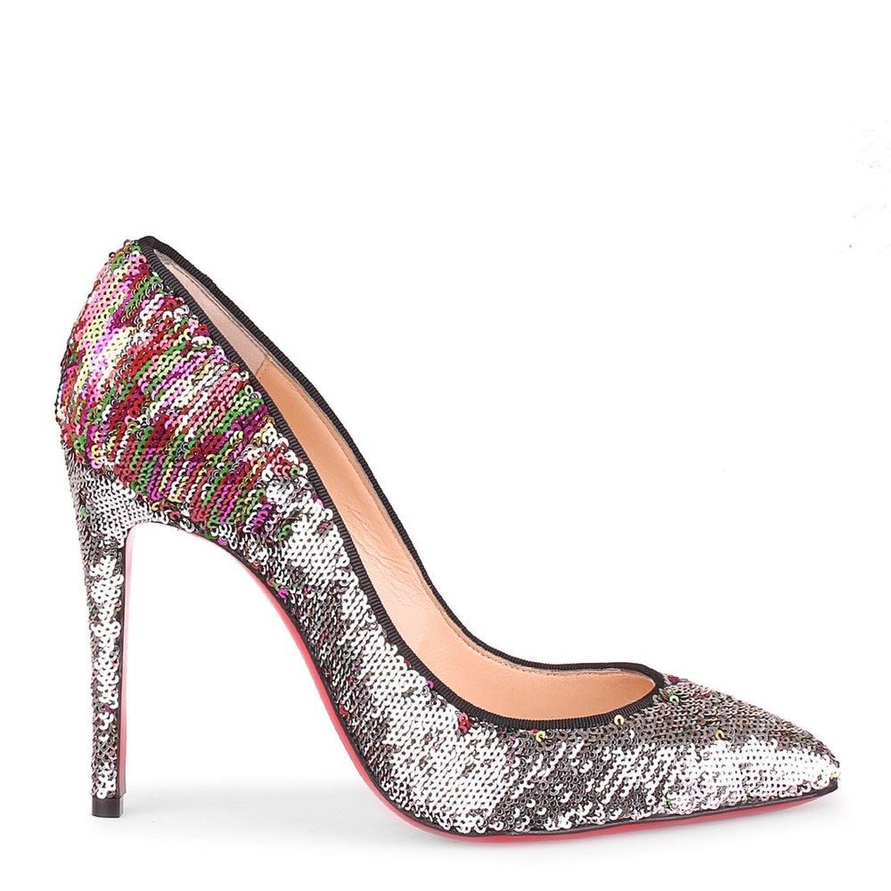 Christian Louboutin Pigalle Follies Pumps Silver and Multicolor Sequin 100 39.5 - Picture 11 of 11